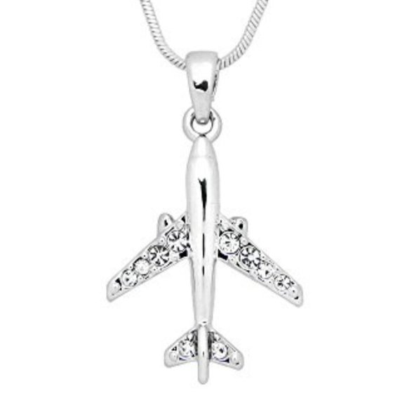 Airplane Pendant Necklace/Aviation Jewelry/Flight Attendant Pilot Charm Pendant - Picture 1 of 16